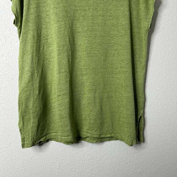 Chico’s 100% Linen Bateau Neck Top Green Size 1 Medium - Picture 3 of 8